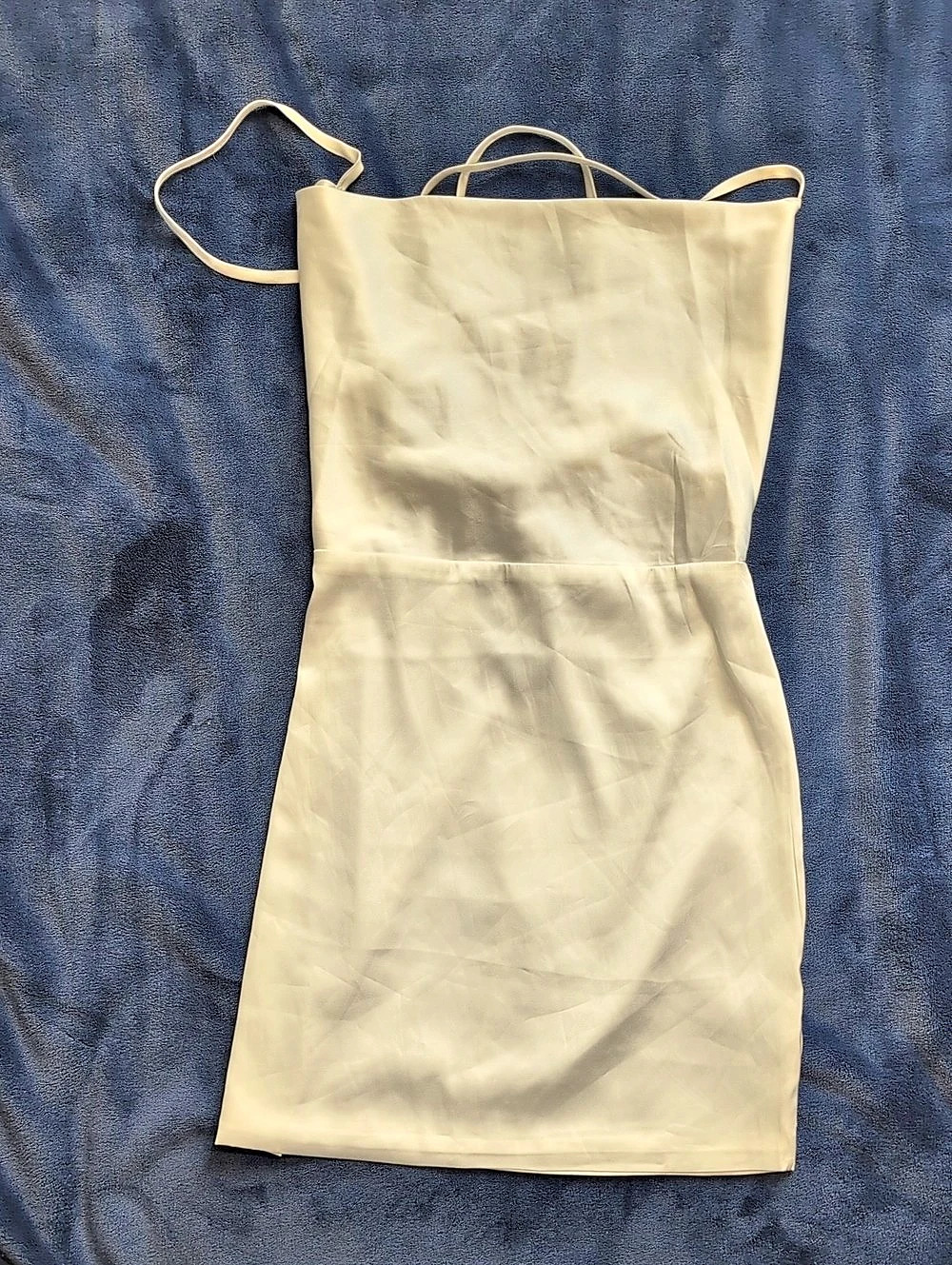 Fashion Nova All To Myself Satin Mini Dress Satin Mini Dress in Cream Size Small